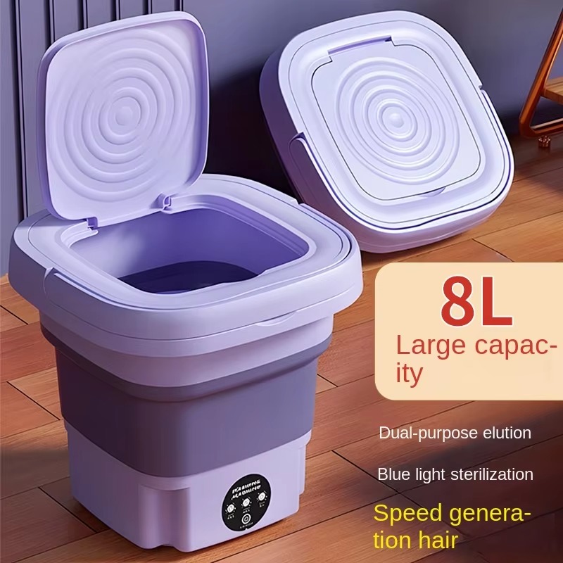Portable 8L Foldable Mini Washing Machine Underwear Lazy Washing Machine Kids